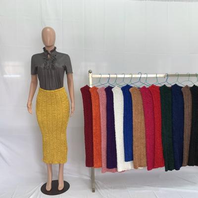 China Wholesale Excellent Colorful Soft Elasticity Knit Material Autumn Casual Solid Luxury Pencil Midi Tank Top Plus Size Skirts for sale