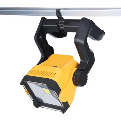 China Home Outdoor Childrenroom J015 18W Emergency Power By Power Tool 18V Li Ion Battery LED Operate Light With Strong Hook Can Be Clipped On Pant Or Wall for sale