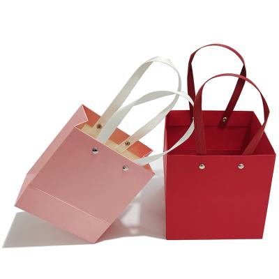 China Recyclable Printed Red Microfiber Cardboard Box Gift Mini Pouch Paper Bag Packaging for sale