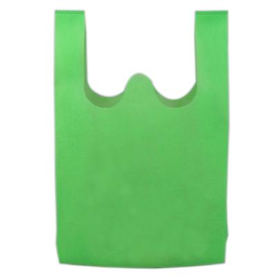 China Recyclable OEM Color Quality Nonwoven Vest Bag Foldable High Quality Shopping Flat Pouch for sale