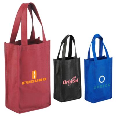 China Wholesale Packaging 80gsm Red Wine Single Bottle White Recyclable Mini PP Nonwoven Shopping Bag for sale