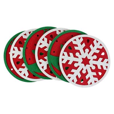 China Sustainable Christmas Tree Snowflake Ruled Coaster Table Protector Pad Heat Resistant Cup Mat Coffee Tea Placemat Kitchen Accessories for sale