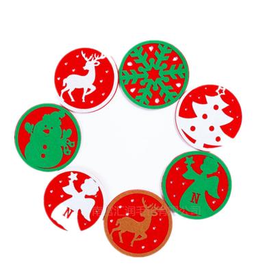 China Water Coaster Place Mat Tea Coaster Christmas Tree Coaster Felt Viable Customizable Desktop Deco Insulated Elk Snowflake Pattern for sale