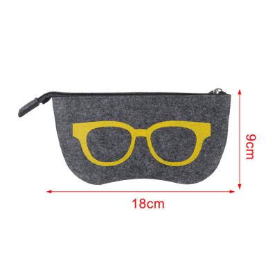 China Glass Storage Felt Glass Case Bag Sunglasses Case Box with Soft Zipper Protector Sunglasses Pouch for sale