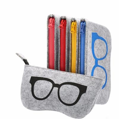 China Portable Zipper Sunglass Cases Glasses Storage Felt Glass Cloth Soft Bag Fashion Portable Sunglass Dust Bag for sale