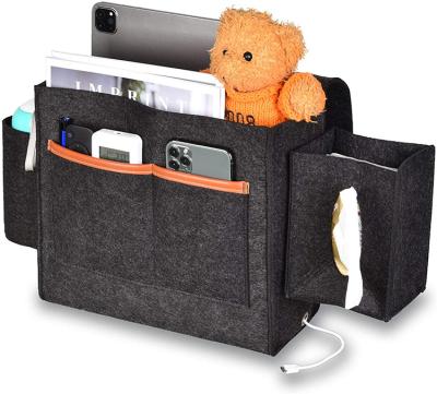 China 2021 Viable Best Selling Custom Felt Organizer Sofa Organizers Caddy For Bed Bedside Caddy Bag Storage Hanging Bag for sale