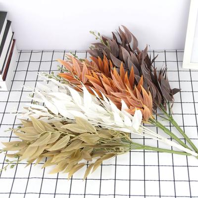 China Silk Fake Willow Leaves Stem For Home Artificial Willow Leaves Flower Artificial Prongs Flower Grass Plant Wedding Wedding Christmas Decoration for sale