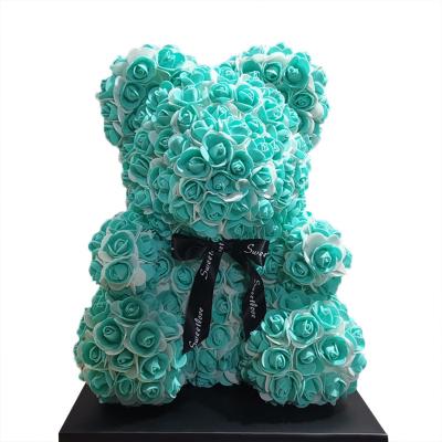 China Wedding Girlfriend Wholesale Gift Decoration Valentine's Day Artificial Flowers Small Size Decorative Roses Foam Teddy Rose Bear With Gift Box for sale