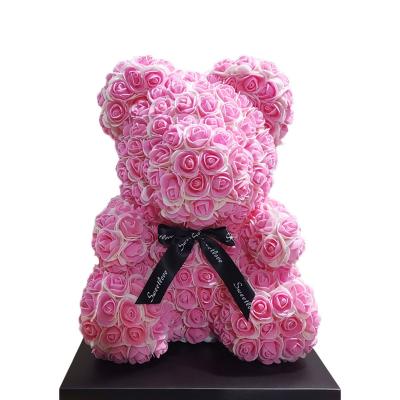 China Wedding Celebration Customize 25 cm 40 cm Artificial PE Foam Rose Flowers Teddy Bear With Gift Box Valentines Day Gifts for sale