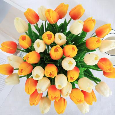 China Wedding Tulip Stems Real Feel Multicolor PU Tulips Faux Celebration Tulips Artificial Flowers For Easter Spring Garland Wedding Bouquet Centerpiece for sale