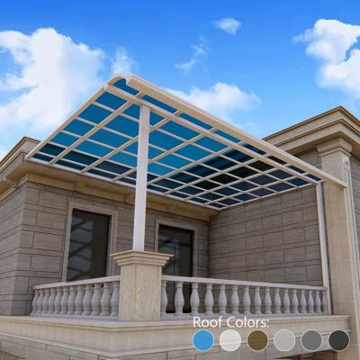 China Anti-UV Resistant Outdoor Patio Cover Aluminum Pergola Roof Polycarbonate Wind Canopy Canopy Tent Deck Tent for sale