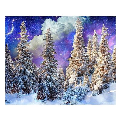 China Diamond Painting Boy WB2379 2.5mm Round Diamond Modern Home Decor Snow Forest Landscape Christmas DIY Diamond Painting for sale