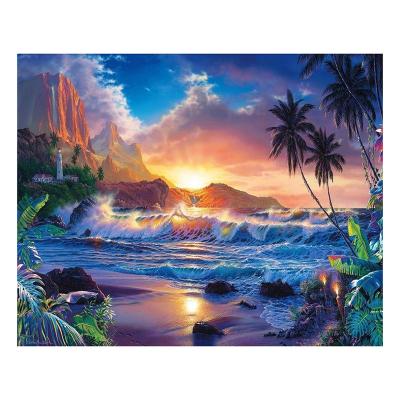 China Hot Sale Modern Seascape Customized Modern With Frame Paintings 2020 Wonderful Decorative Diamond Painting Acrylic Crystal Diamond Painting for sale