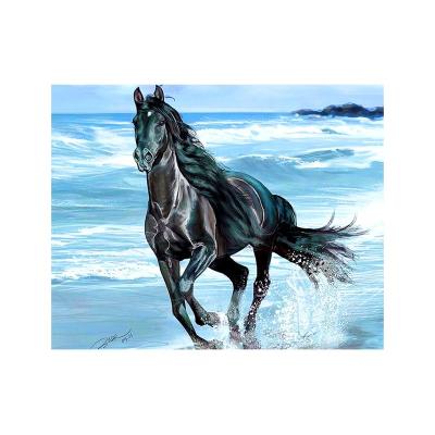 China Modern Hot Selling Running Horses By The Sea Landscape Painting,Adult 5D Diy Canvas Painting,Custom Size Diamond Animal Painting for sale