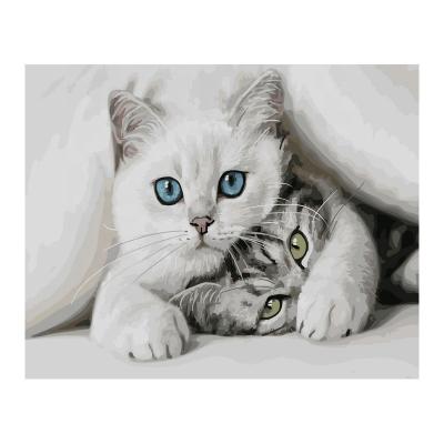 China Lovely Cat Oil Painting By Number Acrylic Paints Printed Canvas Painting Canvas Wall Art for sale