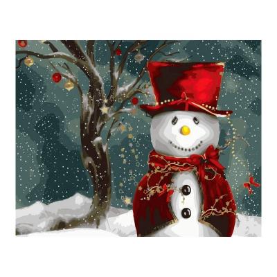 China American Style Snowman Christmas Painting By Number Hand Made Canvas Painting Framed Prints for sale