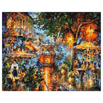 China Prosperous Eco-friendly Recyclable Materials Street Art Painting, DIY Paint By Numbers, 40*50 Non-Fading Abstract Warm Tone Oil Painting for sale