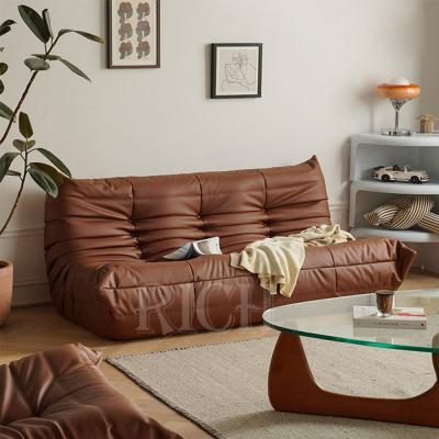 China Nordic modular modern brown leather sofa loveseat designer 2 seater tatami floor lazy floor sofa living room sofa loveseat lazy sofa for sale