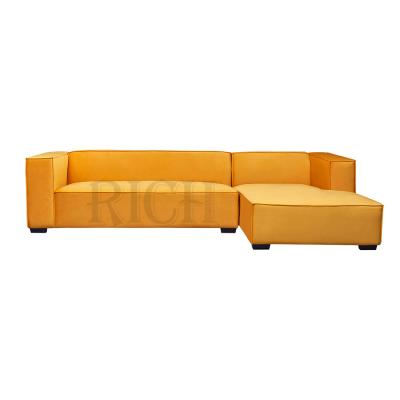 China Modular Sectionals L Shape Couch Yellow Velvet Living Room Corner Sofa Fabric Velvet Sofa Corner Sofa for sale