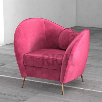 China Simple Modern Wine Red Velvet Accent Arm Chair Living Room Furniture Burgundy Velvet Accent Modular Modern Luxury Arm Chair for sale