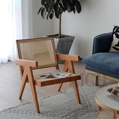 China Modern Nordic Woven Wicker Cane Rattan Wooden Dining Chairs Solid Wood Chair Scandinavian Rattan Cafe Wood Chair for sale