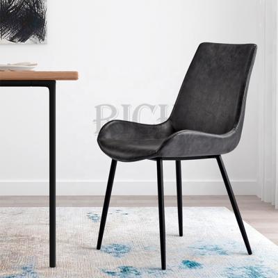 China Modern Commerical Leather Dining Kitchen Chairs Hotel Mid Century Modern Black Leather Dining Chair Leather Dining Chairs for sale