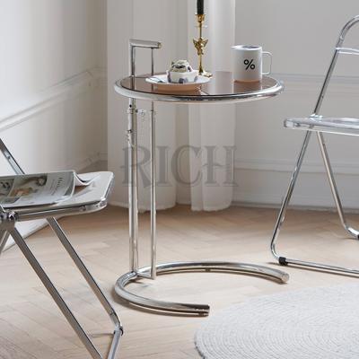 China Glass side (height) stainless steel frame end table accent table living room c side adjustable height adjustable modern round table for sale