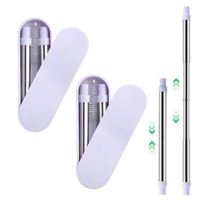 China Eco-Friendly Reusable Portable Foldable Collapsible Round Collopsible Round Drinking Straw Sustainable Stainless Steel for sale