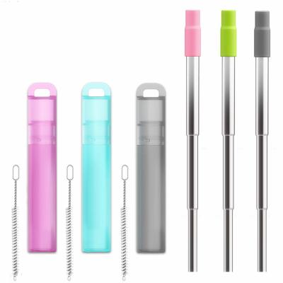 China Stainless Steel Straw Telescopic Straw Sustainable Portable Pocket Amazon Retractable Drinking Set for sale