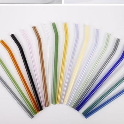 China Viable Juice Straw Colorful Glass Straw Transparent Creative Heat-resistant Colorful Glass Tube Lip-protective Straw for sale