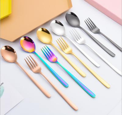 China Korean Style 304 Stainless Steel Viable Color Spoon And Fork Stainless Steel Spoon And Fork for sale