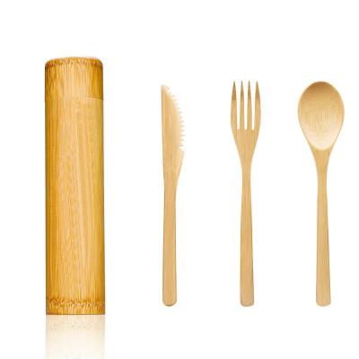 China Disposable Eco Friendly Hot Sale Bamboo Tube Amazon Flatware Bamboo Set for sale