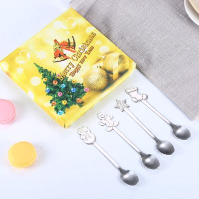 China Sustainable Stainless Steel Christmas Spoon Set 304 Stainless Steel Christmas Cutlery Set for sale