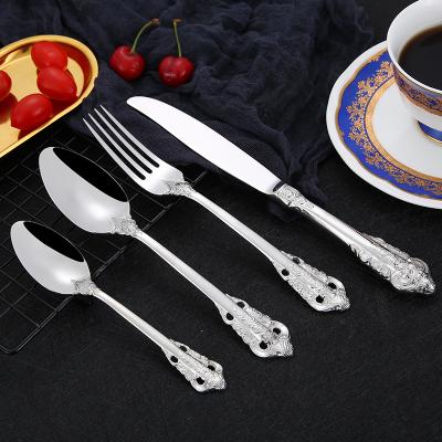 China Viable Western Dinnerware Reusable Metal Stainless Steel Court Style Cutlery Set for sale