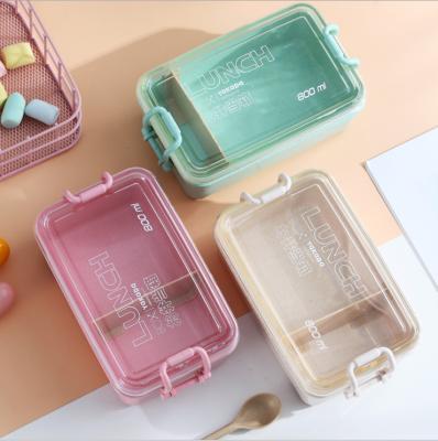 China Portable Compartment Wheat Straw Bento Lunch Box Disposable Biodegradable Camping Food Storage For Kids for sale