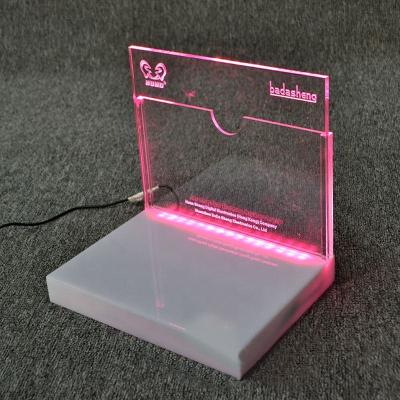 China Engraving Acrylic Logo LED Smoke Shop Cigarette Lighter Display LED Car Cigarette Lighter Display Stand for sale