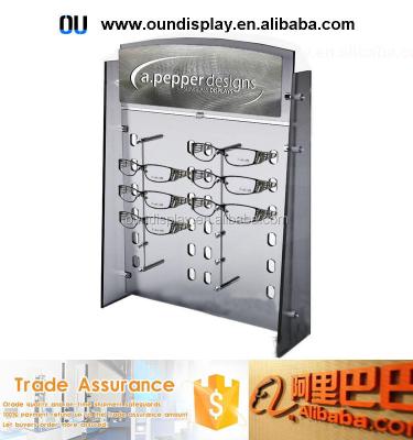 China Wall Mounted Stand Up 8 Glasses Display Stand Clear Acrylic Plexiglass Monocle Wall Mounted Eyewear Frames Display for sale