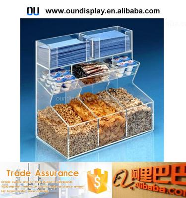 China Acrylic Counter Top Candy Cabinet Grocery Coffee Bean Dispenser Candy Bread Display Case for sale