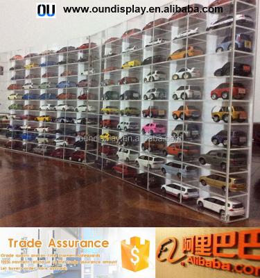 China Wall Mounted and Lockable Baby Toy Display Showcase Acrylic Wall Mount Ladder Diecast Ladder Car Showcase for sale