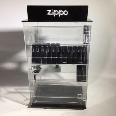 China Rotating Display With Locking Door Lighter Clear Acrylic Display Rotating Usb Lighters Display Case With Lockable Door for sale