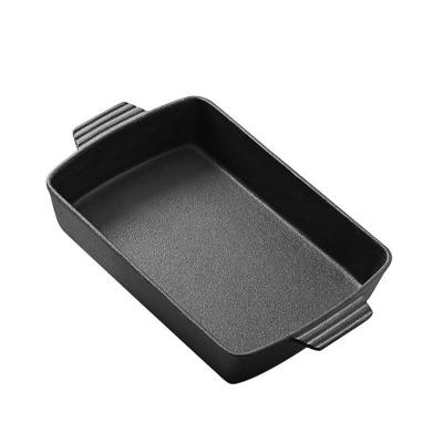 China China Factory Sustainable Price Cast Iron Pre-Seasoned Rectangle Mold Dish Pan With Black Color for sale