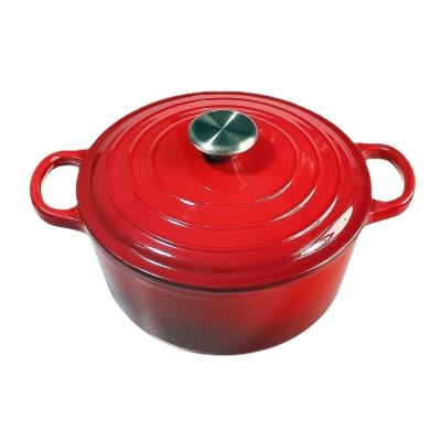 China Factory Outlet Healthy Cast Iron Cooking Kitchen Cooking Casserole With Enamel Coating Classic Round Red Pot Casserole Pot for sale