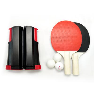 China Excellence High Quality Custom Table Tennis Set Retractable Portable Table Tennis Net with Two Rackets and Three Balls for sale