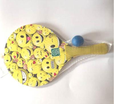 China Eco-friendly Colored Print Eco-friendly Colored Wood Custom Logo Set Balls Racket Tennis Beach Design Beach Racket Beach Racket Bat for sale