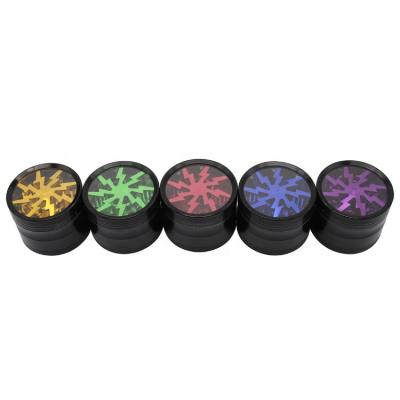 China Modern By Cover Metal Four Layer Aluminum Alloy Lightning Design Smoke Grinder Tobacco Grinder for sale