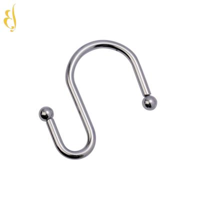 China Durable Metal Roller Shower Curtain S Shape Hook With End Ball for sale