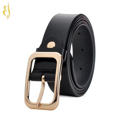 China 3cm Custom Vintage Gold Fashionable Female Western Square Buckle Genuine Leather Flat Belt for sale