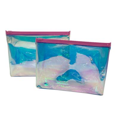 China Hot Selling Fashion PVC Hologram Bags Custom Holographic Makeup Cosmetic Bags Cosmetic Zipper Pouch for sale