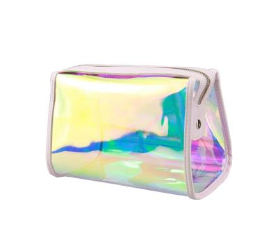 China Custom Clear Transparent Hologram Hologram Cosmetic Bag Makeup Bag Fashion PVC Cosmetic Pouch for sale