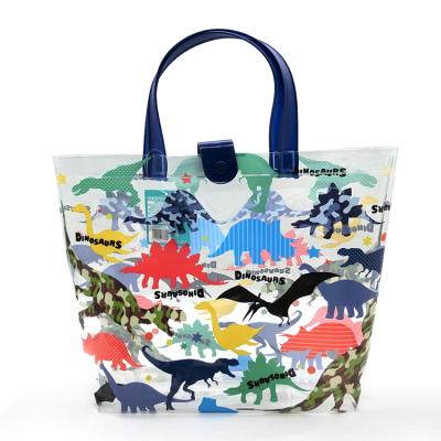 China Fashion Hot Selling Stylish Custom Cartoon Printing Handbag Large Capacity Shopping Bag PVC Beach Bag for sale